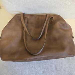 Free People Brown Leather Tote Bag with Slouchy Design